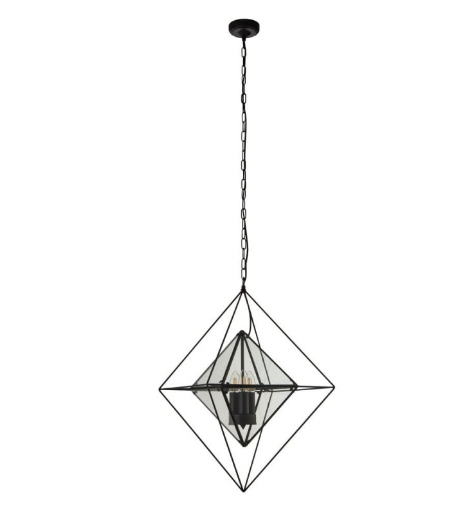 Mirrorstone Black Diamond 3 Light Pendant With Clear Glass